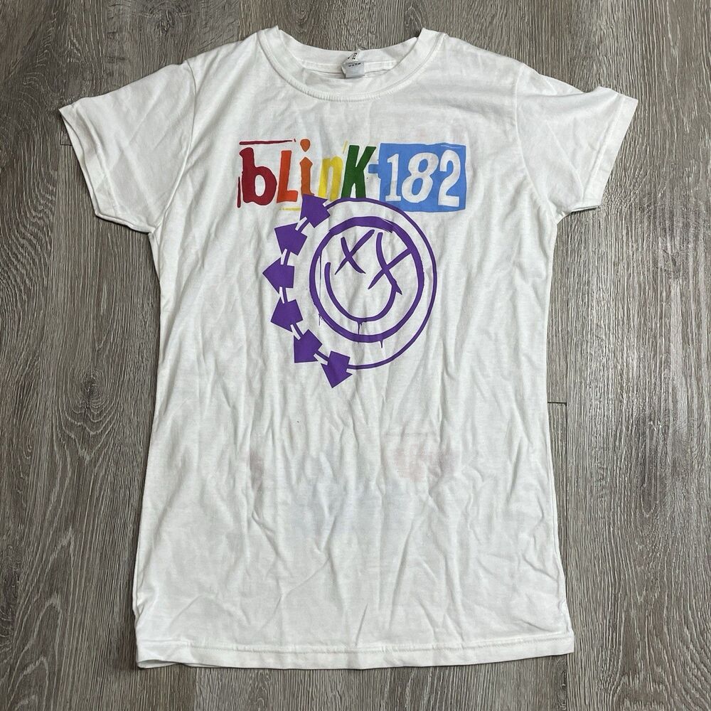 Blink 182 2023 2024 World Tour Rainbow Shirt Women’s Sz M - White Short Sleeve